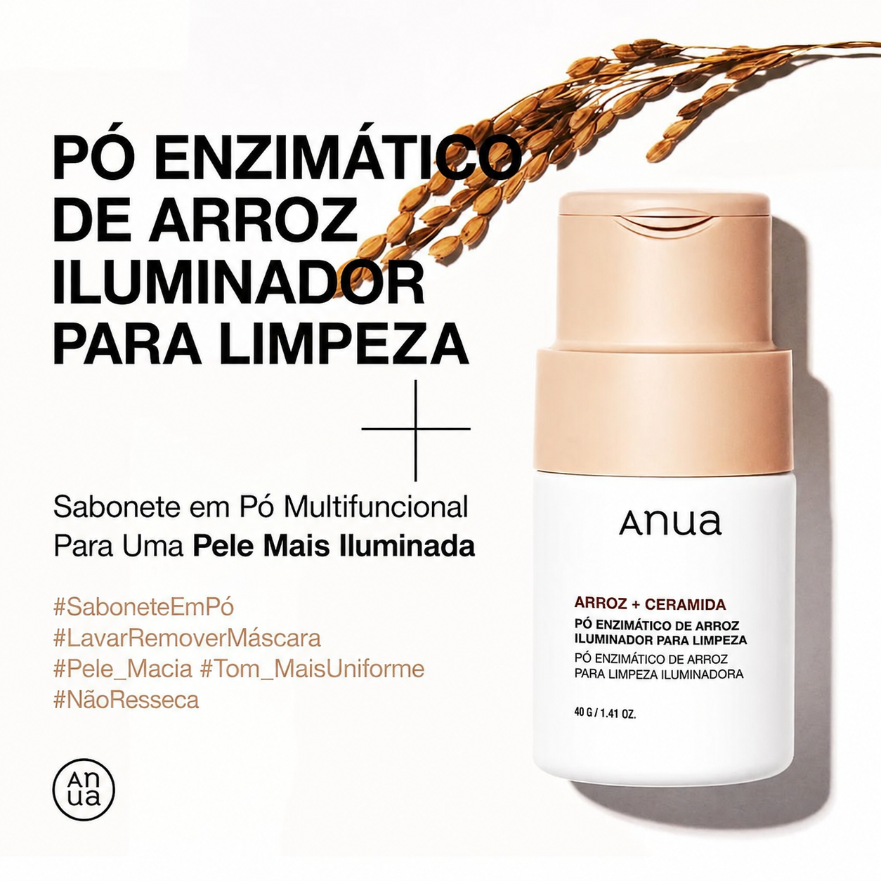 Esfoliante Facial em Pó Anua | Enzimas de Arroz + Ceramida