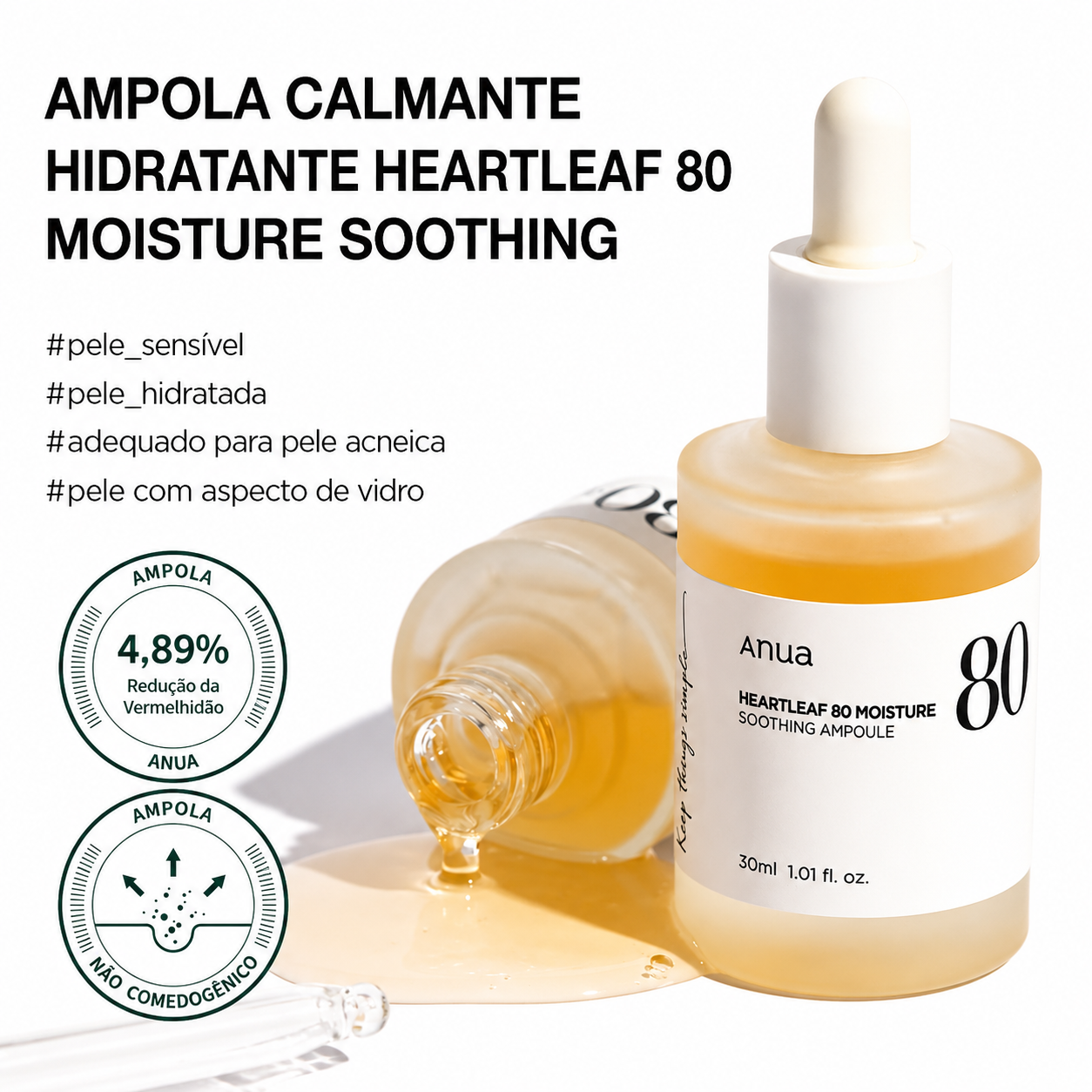 Sérum Calmante Anua Heartleaf 80% | Pele Sensível