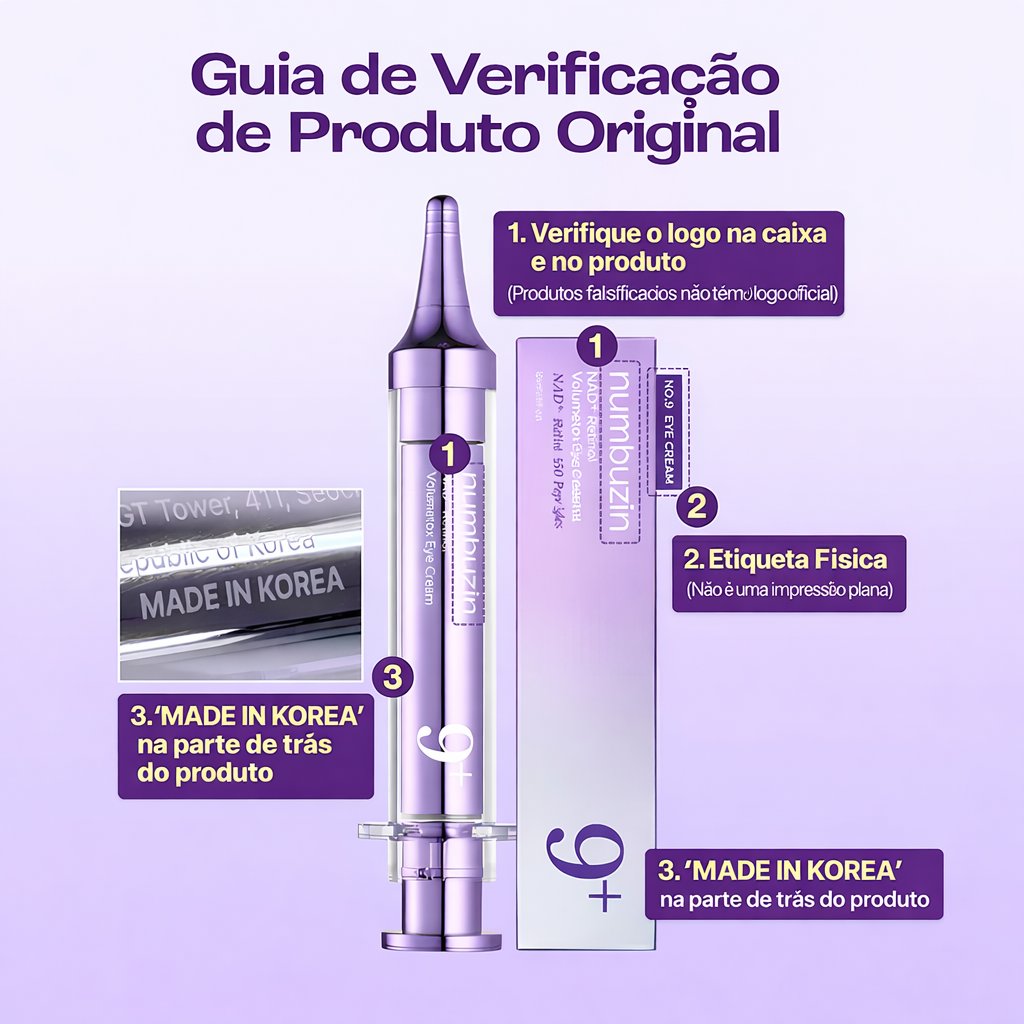 Creme Olheiras Retinol com Niacinamida 4% Numbuzin | NAD+ Peptídeos