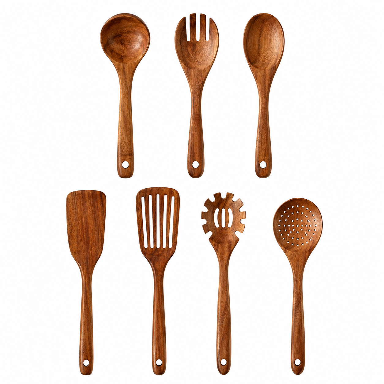 Kit Premium de Utensílios em Madeira