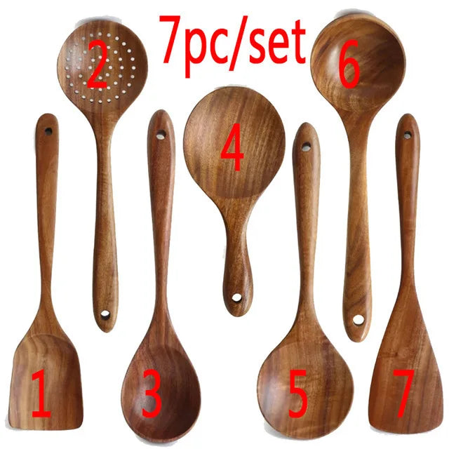 Kit Premium de Utensílios em Madeira