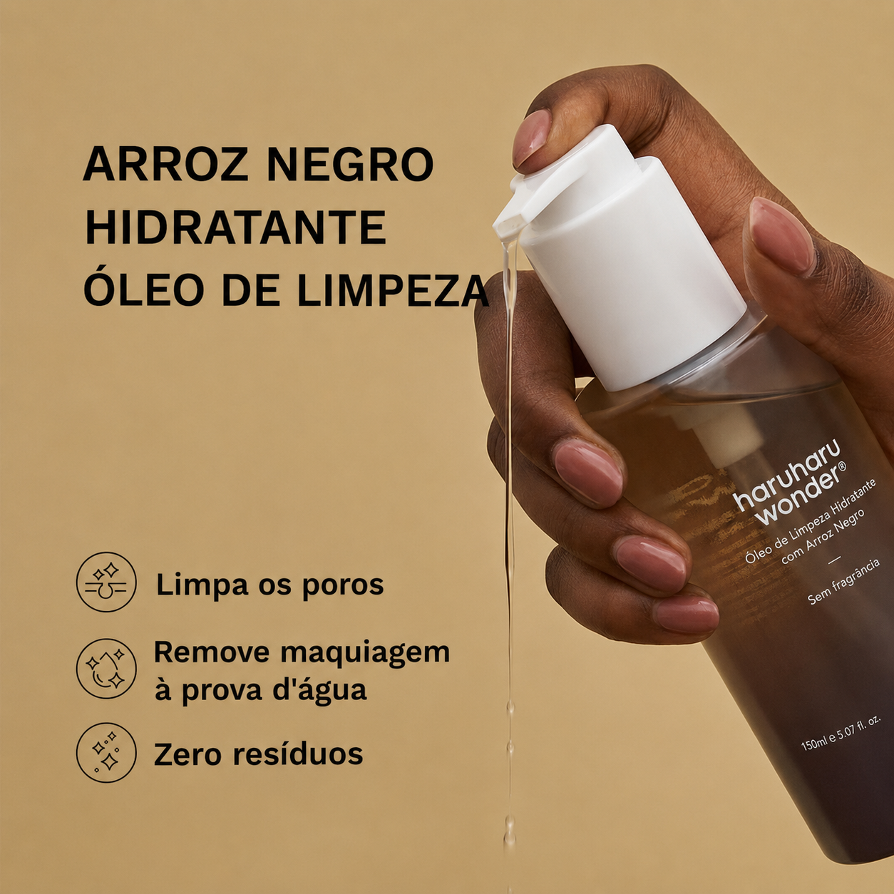 Óleo de Limpeza Facial Haruharu Wonder | Arroz Negro Hidratante