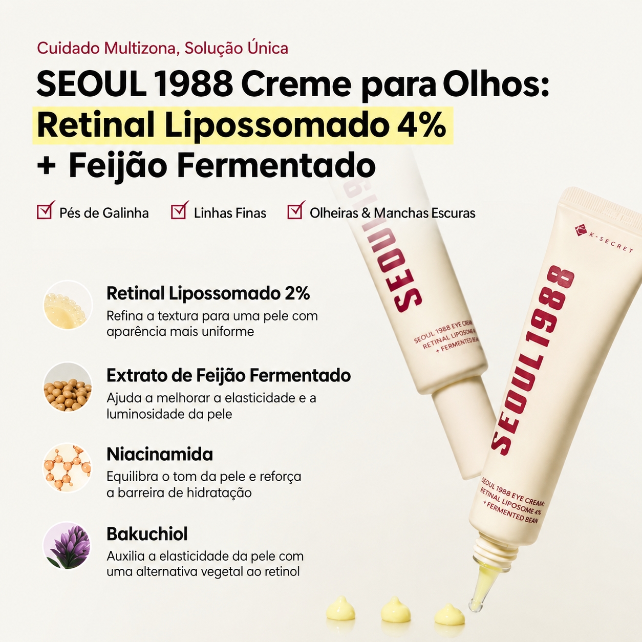 Creme para Olhos Retinal 4% + Niacinamida K-Secret Seoul 1988