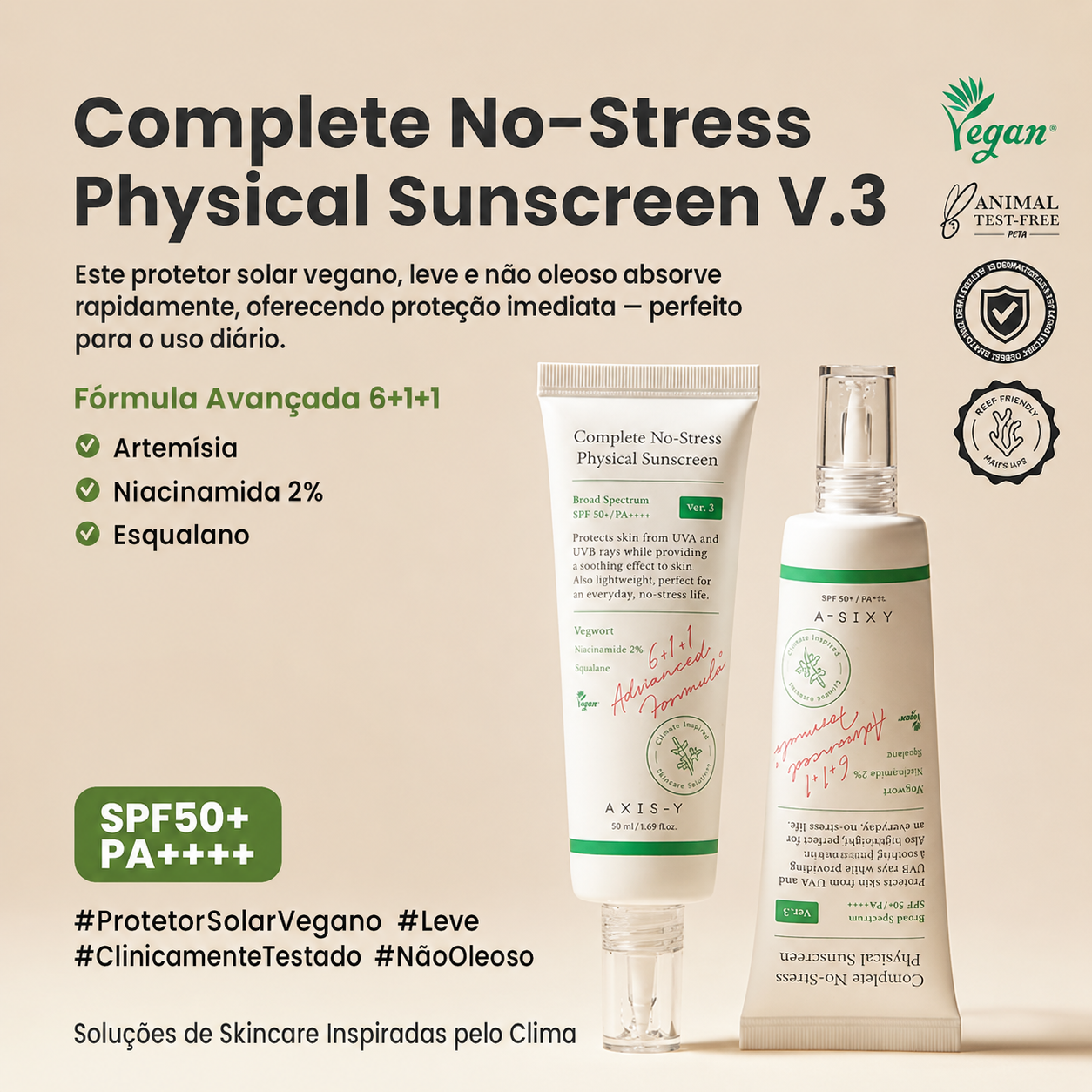 Protetor Solar Facial Mineral AXIS-Y FPS 50+ Com Óxido de Zinco
