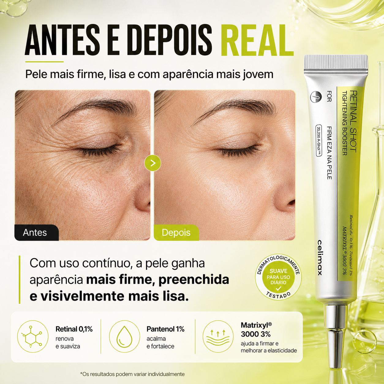 Sérum Retinal Shot 0,1% Celimax Antirrugas e Antienvelhecimento 15ml