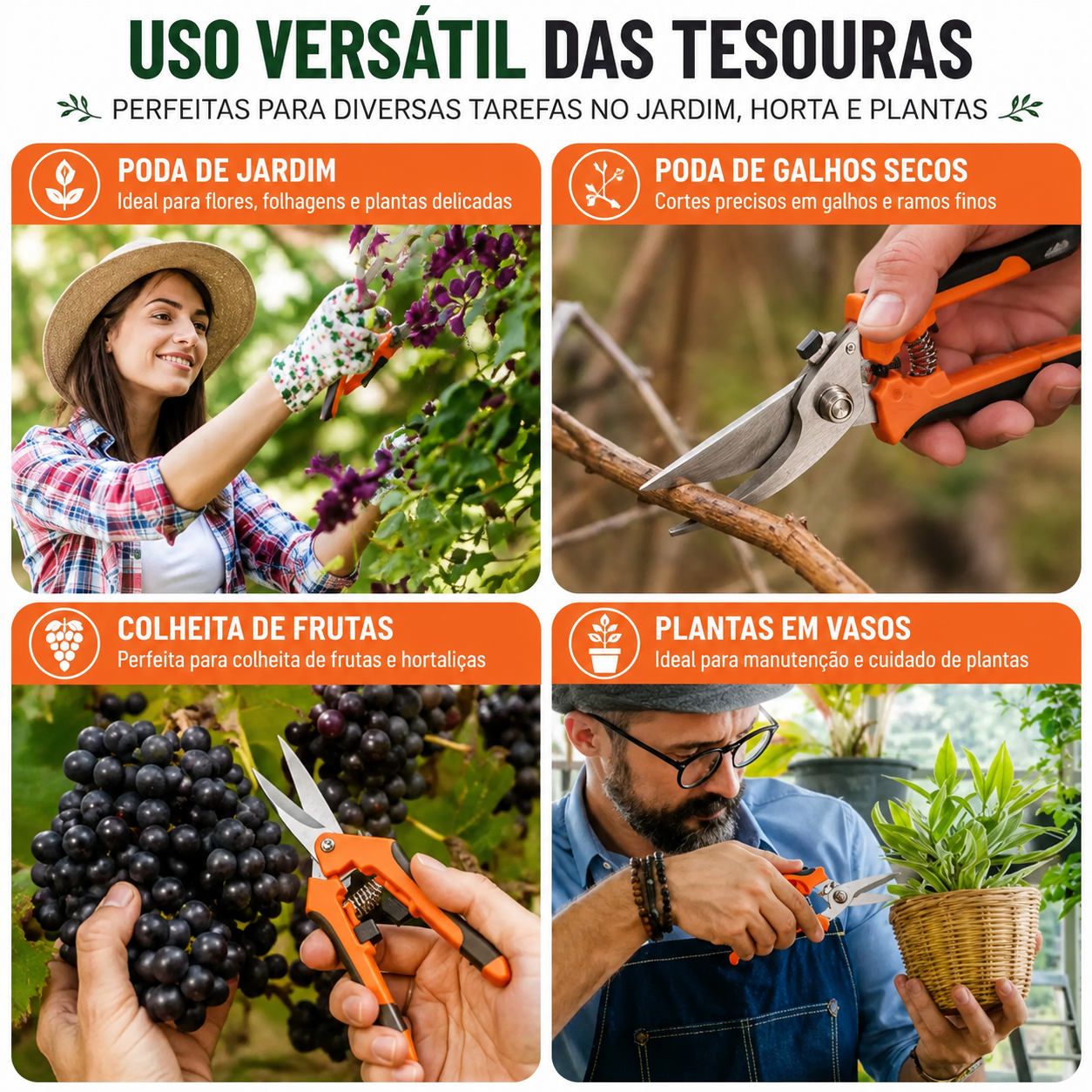 Kit Completo de Tesouras para Jardinagem