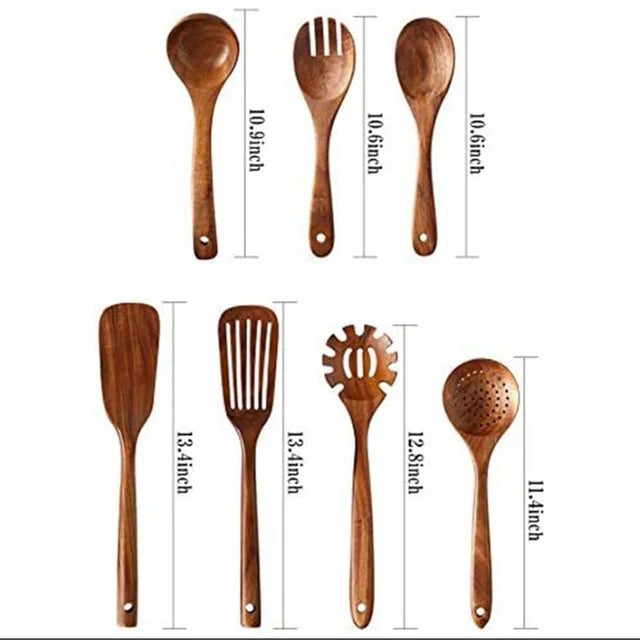 Kit Premium de Utensílios em Madeira