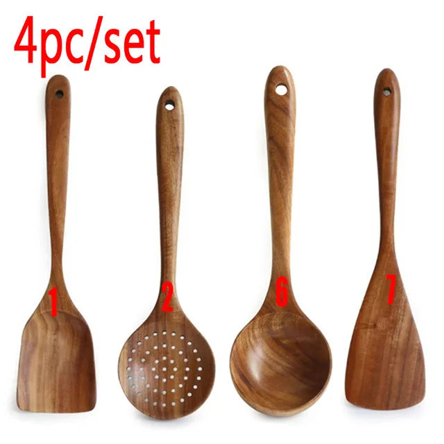Kit Premium de Utensílios em Madeira