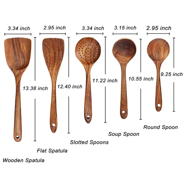 Kit Premium de Utensílios em Madeira